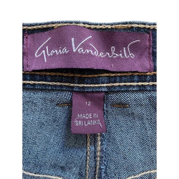 Gloria Vanderbilt Amanda Cropped Jeans Sz 12 Dark Wash Mid-Rise Straight 32”x26 - Picture 2 of 8